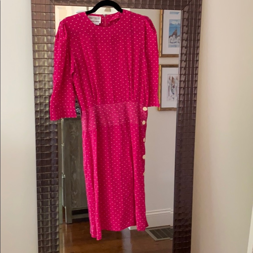 Beautiful hot pink vintage silk dress